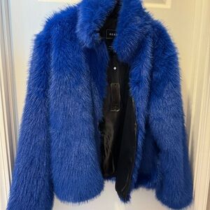 Blue Faux Fur Jacket